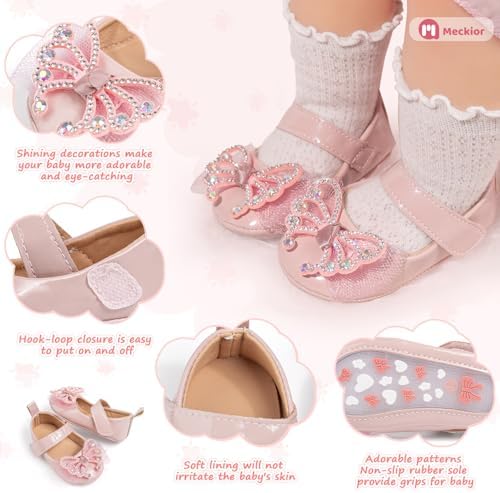 Meckior Infant Baby Girls Soft Sole Bowknot Princess Wedding Dress Mary Jane - Image 5
