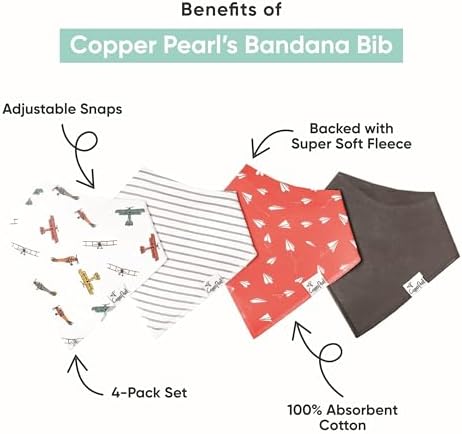 Copper Pearl Baby Bibs 4 Pack, Printed Bandana Drool Bibs - Image 2