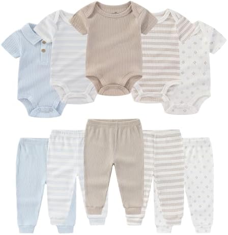 Ruliby Baby Bodysuit and Pant Set Summer Ribbed Mix Match Infant Clothes by Ruliby
