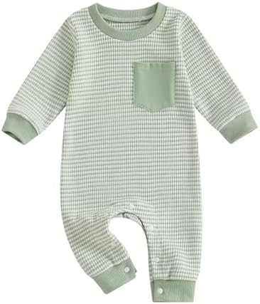 VISGOGO Newborn Infant Baby Boy Waffle Cotton Romper Clothes Onesie Stripe by VISGOGO