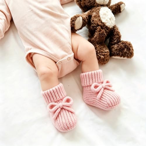 Jastore Baby Booties Newborn First Walkers Cozy Shoes Warm Knit Soft Booties - Image 2