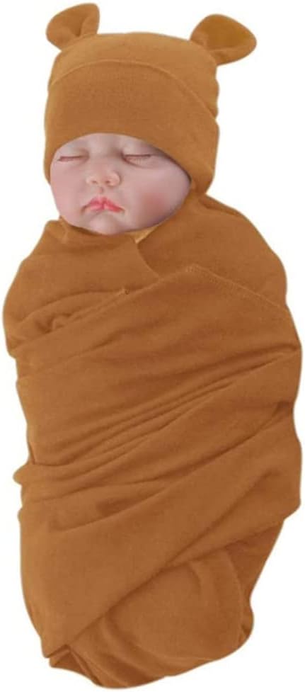 Unisex Baby Swaddle Wrap with Hat Set - Image 2