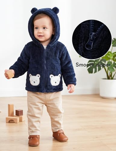Unisex Baby Fleece Jacket Winter Sherpa Lined Hoodie - Image 4