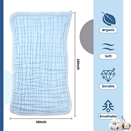 Remagr 8 Packs Muslin Burp Cloths Large 20" x 10", 6 Layers Unisex Baby - Image 3