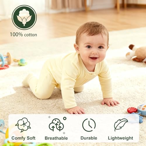 Hikido Baby Romper 100% Organic Cotton Pajamas One Piece Long Sleeve Zipper - Image 2