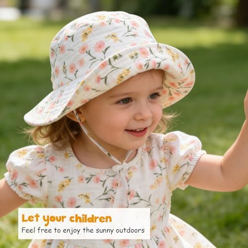 Baby Sun Hat Infant Toddler Summer Cotton Yarn Beach Bucket Hat - Image 3