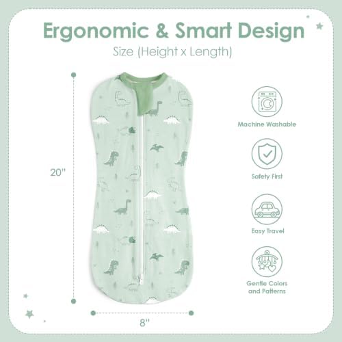 Baby Swaddle 0-2 Months, Cotton Arm-In Zipper Sleep Sack, Wearable Blankets Wrap - Image 2