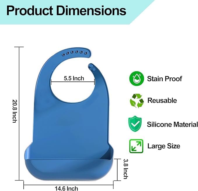 Silicone Adult Bib, Adjustable and Washable Bib - Image 5
