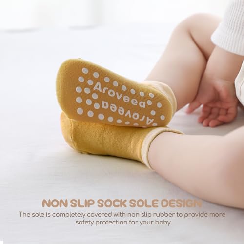 Aroveea Toddler Socks Non Slip Grip Ankle Baby 12 Pack - Image 4