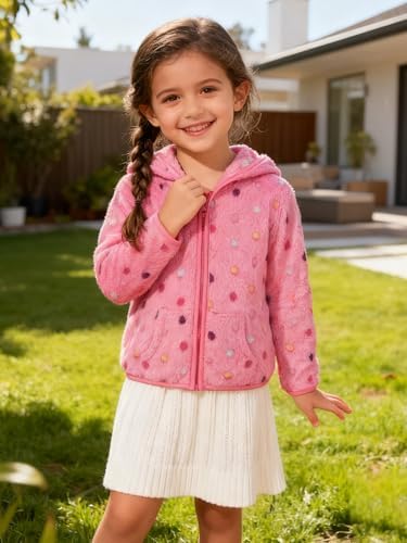 Toddler Baby Girl Fleece Jackets Fall Clothes Hooded Zip Fuzzy Coats - Image 2