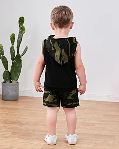 SANMIO Toddler Boy Clothes Summer Outfits Hoodie Tank Tops and Shorts Set - Image 5
