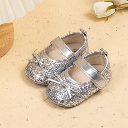 Meckior Infant Baby Girls Soft Sole Bowknot Princess Wedding Dress Mary Jane - Image 2