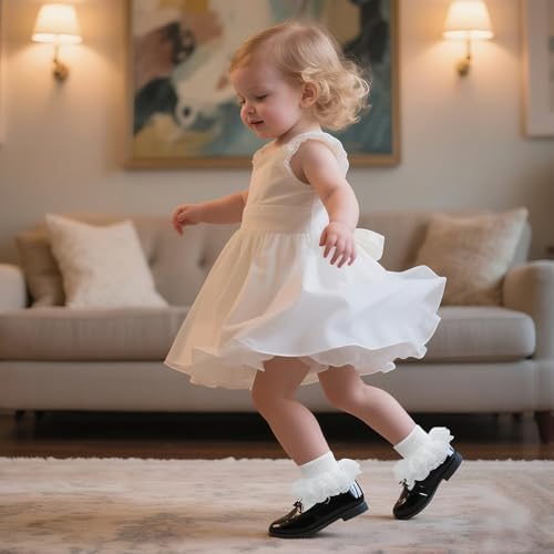 Methee ​Baby Girls Ruffle Socks, Infant Girls Double Lace Frilly Socks Newborn - Image 3