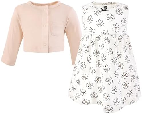 Hudson Baby Infant and Toddler Girls Cotton Dress and Cardigan Set - Image 3