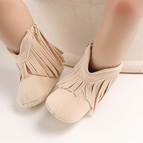 SOFMUO Suede Fringe Baby Cowboy Boots Side Zipper Non Slip Infant Booties - Image 4