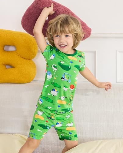 babee Reshinee Bamboo Viscose Toddler Boys Pajamas Set, Short Sleeve Kids - Image 2