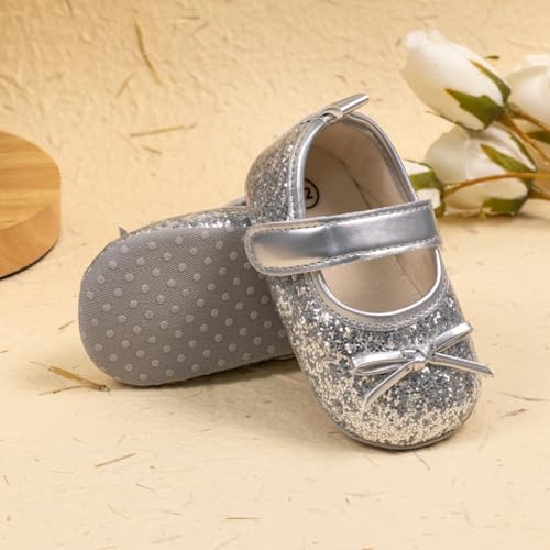 Meckior Infant Baby Girls Soft Sole Bowknot Princess Wedding Dress Mary Jane - Image 6