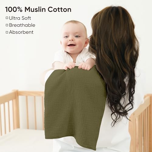 Bearmoss 6 Pack Muslin Burp Cloths - Image 2