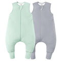 Rayon Made From Bamboo Sleep Sack 12-24 Months 0.5 Tog Ultra Soft Summer Toddler Sleep Sack 1t-2t with Feet 2-Way Zipper Lightweight Sleeping Bag Baby Wearable Blanket (2 Pack)-Green & Gray