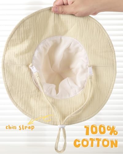 HONGTEYA Baby Sun Hat Muslin Wide Brim Toddler Girl Beach Bucket Hat - Image 4