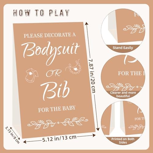Bibs Bodysuits Baby Shower Game Sign Set Newborn Onesies Feeder Gift Fabric - Image 3