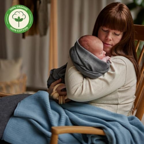 Receiving Blankets, 100% Organic Cotton Knit, Newborn Baby Swaddle | - Image 2