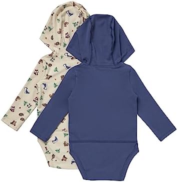 Hanes Baby Pure Comfort Long Sleeve Hoodie Bodysuits, Infant Bodysuits - Image 2
