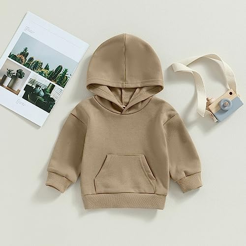 Toddler Baby Boy Girl Hoodies Solid Color Long Sleeve Kangaroo Pocket Hooded - Image 3