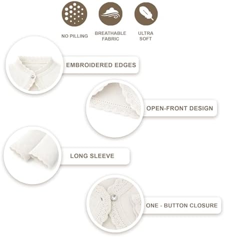 Lilax Little Girls' Knit Long Sleeve Button Closure Bolero Cardigan Shrug - Image 4