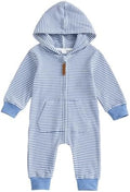 Newborn Infant Baby Boy Clothes Striped Waffle Knit Long Sleeve Zipper Hooded by Unknown