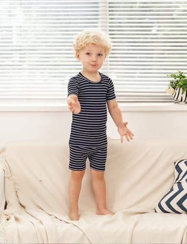 AVAUMA Stripe Pattern Baby Boys Girls Pajama Set Kids Toddler Snug fit Ribbed - Image 2