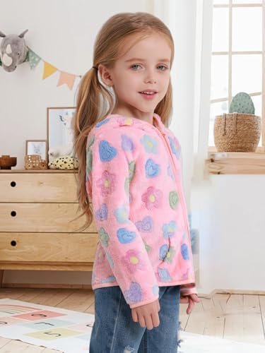 Toddler Baby Girl Fleece Jackets Fall Clothes Hooded Zip Fuzzy Coats - Image 4