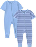 Jimonda Baby Romper Short Sleeve Cotton Pajamas 2-Way Zipper by JimondaBaby