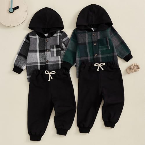 Infant Baby Boy Fall Winter Clothes Outfit Hooded Long Sweatshirt Pant Set - Image 4