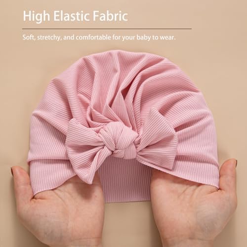 Baby Girls Hair Bow Knot Turban Hat Newborn Hospital Hats Infant Toddler Head - Image 3