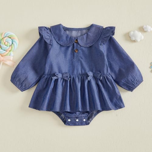 Baby Girl Denim Outfit Button Romper Jean Jumpsuit Shorts Overalls Toddler - Image 4
