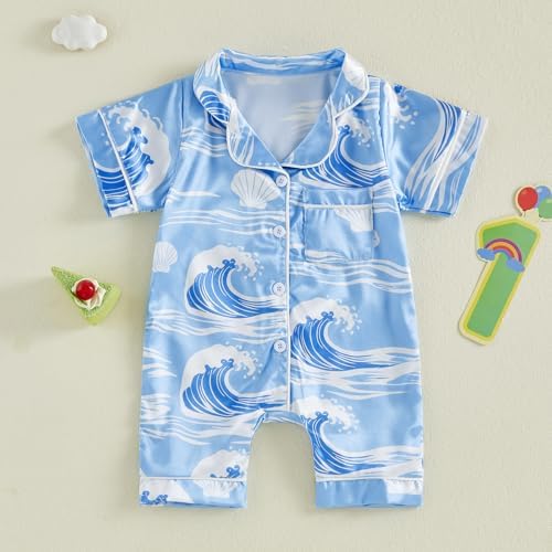 Kuriozud Baby Girl Boy Romper Pajamas Onesie Short Sleeve Button Down Pjs - Image 5
