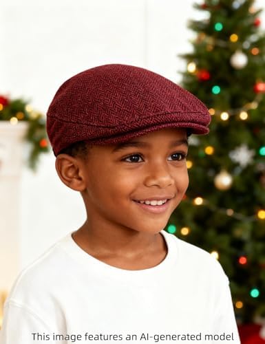 A&J DESIGN Baby Boys Newsboy Cap Toddler Kids Tweed Vintage Flat Hat - Image 5
