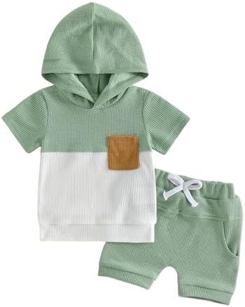 Toddler Baby Boy Hooded Dinosaur Summer Outfit Funny T-Shirt Shorts Set by LIOMENGZI