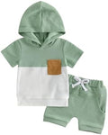 Toddler Baby Boy Hooded Dinosaur Summer Outfit Funny T-Shirt Shorts Set by LIOMENGZI