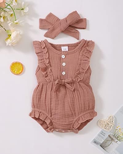 Renotemy Baby Girl Clothes Summer Rompers Cute Outfits Preemie-18 Months | - Image 2