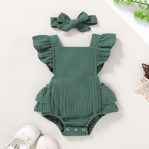 YOUNGER TREE Toddler Baby Girl Ruffled Sleeveless Romper Casual Summer Jumpsuit - Image 2