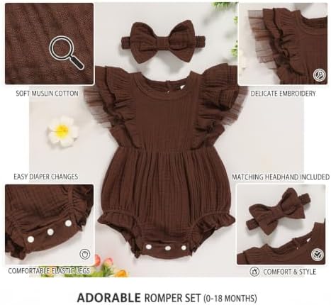 TITKKOP Ruffle Bubble Romper for Baby Girl | One-Piece Shorts Jumpsuit | Summer - Image 5