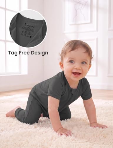 Jimonda Baby Romper Short Sleeve Cotton Pajamas 2-Way Zipper - Image 3