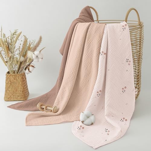 Bearmoss Muslin Swaddle Blankets, 40 x 38 inches Baby Swaddle - Image 4