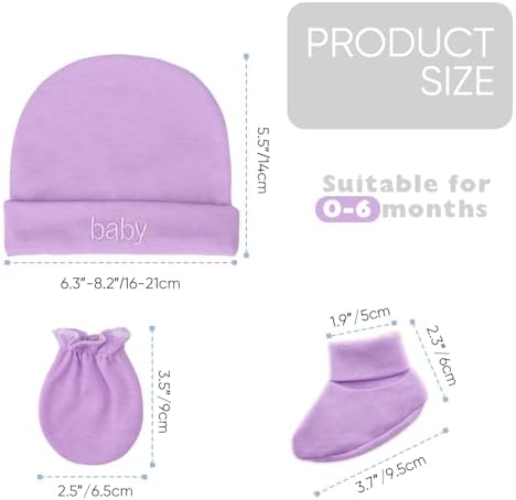 BQUBO Newborn Baby Hat Mittens Socks Set Infant Cotton Beanie Gloves Thick Warm - Image 6