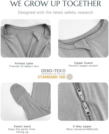 Long Sleeve Baby Bamboo Rayon Romper Infant One-Piece Double Zipper Footies | - Image 5