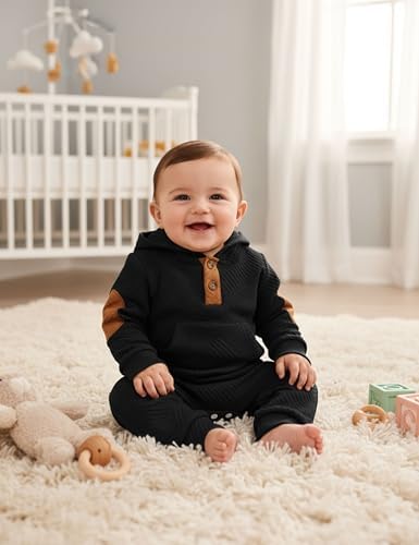 Fommy Baby Boy Clothes Colorblocked Long Sleeve Hoodie + Long Pants 2PCS Fall - Image 2