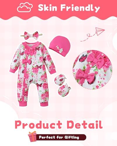 Mikrdoo Newborn Baby Girl Clothes Long Sleeve Romper - Image 3