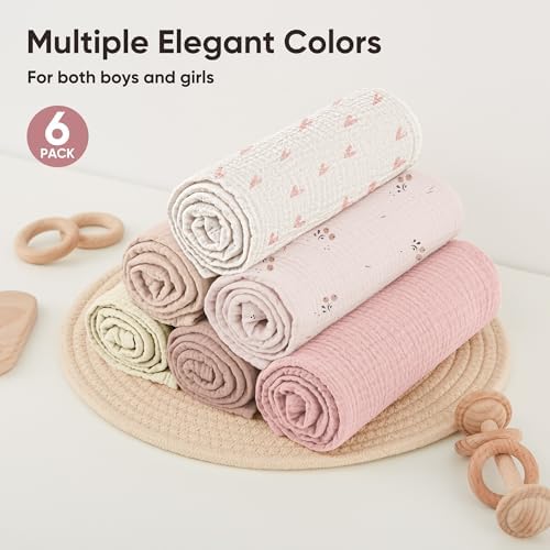 Bearmoss 6 Pack Large Muslin Burp Cloths, 100% Cotton Soft Baby Burping Cloths - Image 5